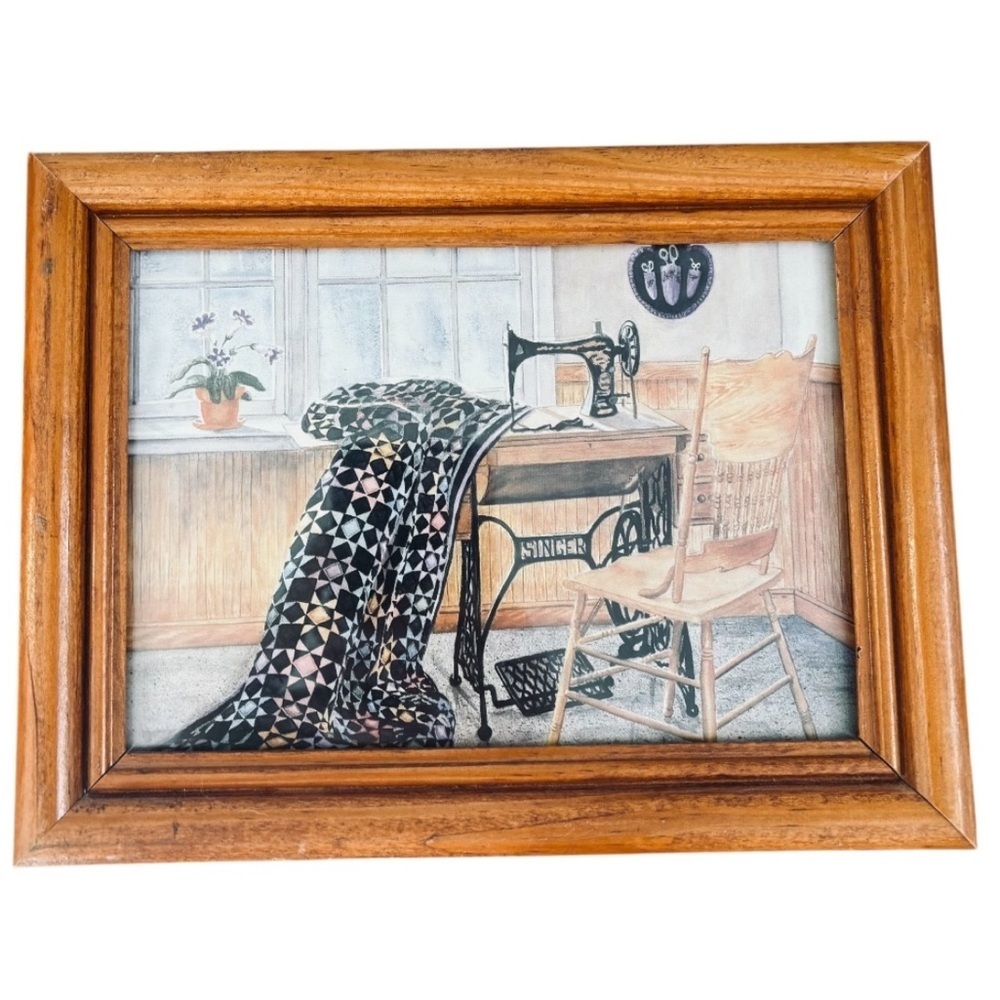 Classic Sewing Machine Art in Wooden Frame by Artist Doug Kuntson